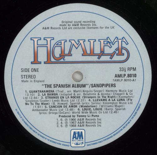 The Sandpipers Spanish Album vinyl LP album (LP record) UK SDPLPSP504197
