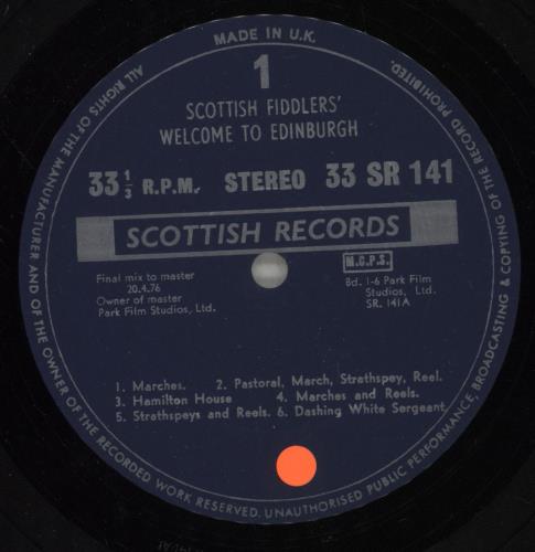 The Scottish Fiddlers Welcome To Edinburgh vinyl LP album (LP record) UK VT5LPWE887717