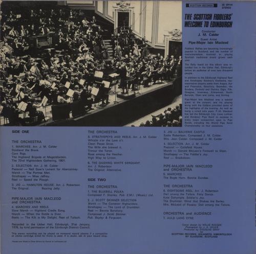 The Scottish Fiddlers Welcome To Edinburgh vinyl LP album (LP record) UK VT5LPWE887717