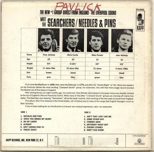 The Searchers Meet The Searchers / Needles & Pins - 1st vinyl LP album (LP record) US SRCLPME83202
