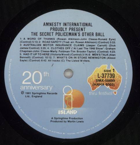 The Secret Policeman's Ball The Secret Policeman's Other Ball vinyl LP album (LP record) Australian U3OLPTH878830