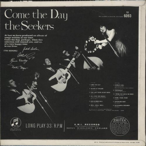 The Seekers Come The Day vinyl LP album (LP record) UK SEKLPCO615511