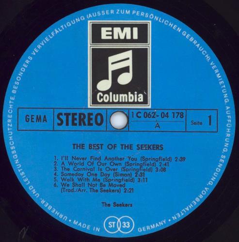 The Seekers The Best Of The Seekers vinyl LP album (LP record) German SEKLPTH804482