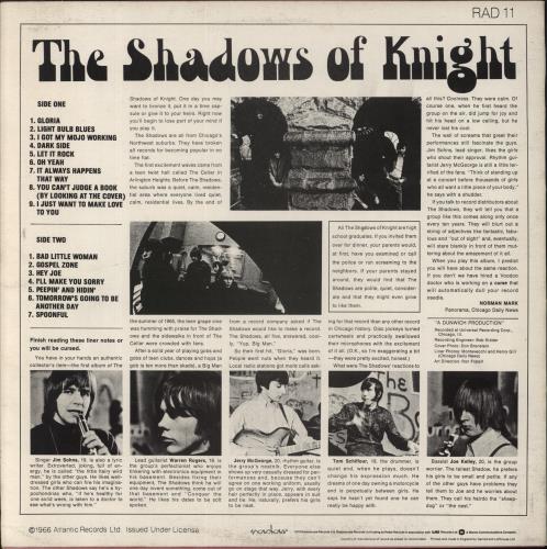 The Shadows Of Knight Gloria vinyl LP album (LP record) UK SOKLPGL820151