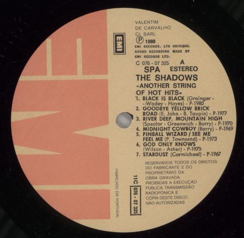 The Shadows Another String Of Hot Hits vinyl LP album (LP record) Portuguese SHDLPAN875039