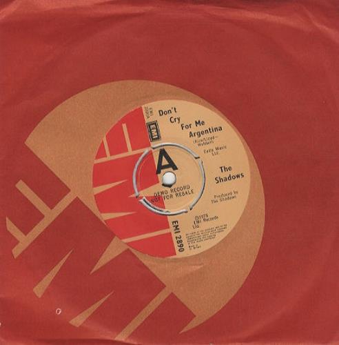 The Shadows Don't Cry For Me Argentina 7" vinyl single (7 inch record / 45) UK SHD07DO303557