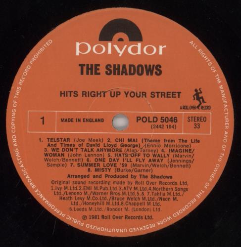 The Shadows Hits Right Up Your Street + merch insert vinyl LP album (LP record) UK SHDLPHI743952