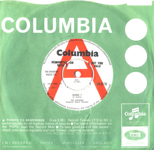 The Shadows Maroc 7 - A Label 7" vinyl single (7 inch record / 45) UK SHD07MA588584