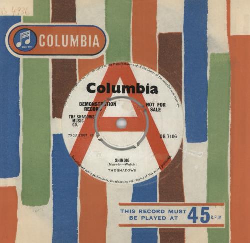 The Shadows Shindig 7" vinyl single (7 inch record / 45) UK SHD07SH870471
