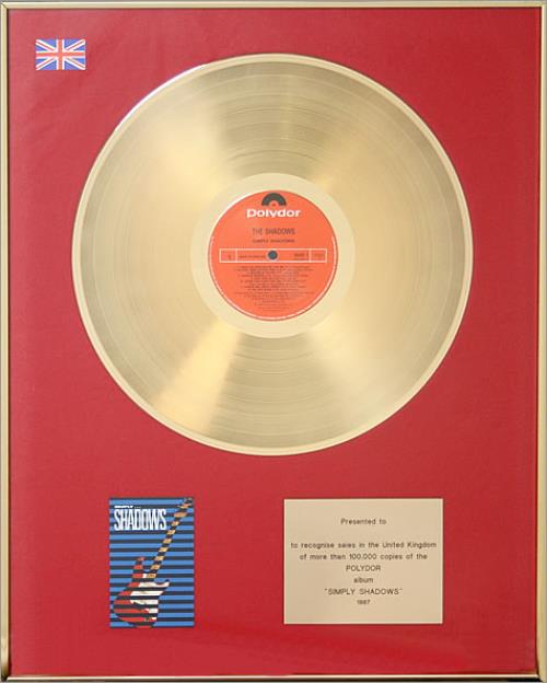 The Shadows Simply Shadows in-house award disc UK SHDAISI445211