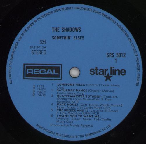 The Shadows Somethin' Else vinyl LP album (LP record) UK SHDLPSO240571