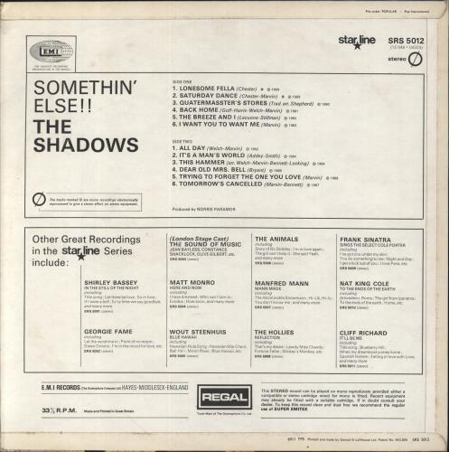 The Shadows Somethin' Else vinyl LP album (LP record) UK SHDLPSO240571