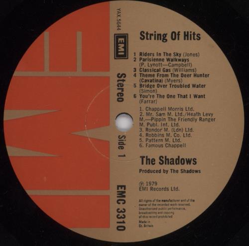 The Shadows String Of Hits + Concert Programme vinyl LP album (LP record) UK SHDLPST894156