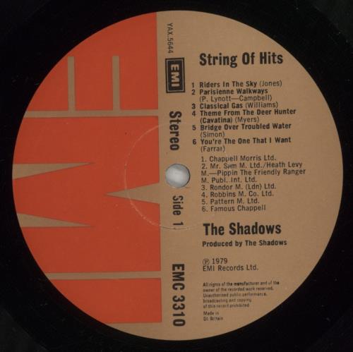 The Shadows String Of Hits vinyl LP album (LP record) UK SHDLPST883467
