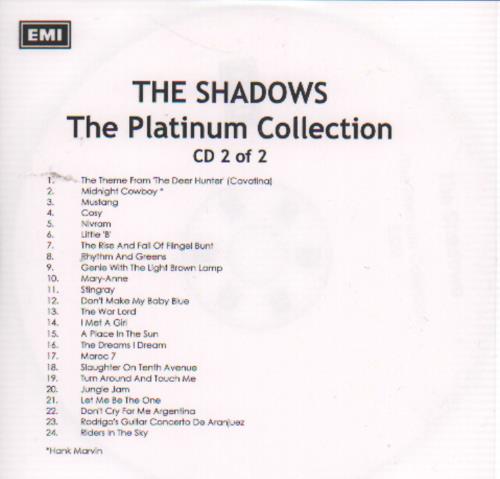The Shadows The Platinum Collection CD-R acetate UK SHDCRTH648231