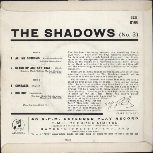 The Shadows The Shadows No. 3 - 1st 7" vinyl single (7 inch record / 45) UK SHD07TH874693