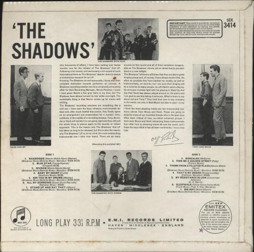 The Shadows The Shadows vinyl LP album (LP record) UK SHDLPTH861852