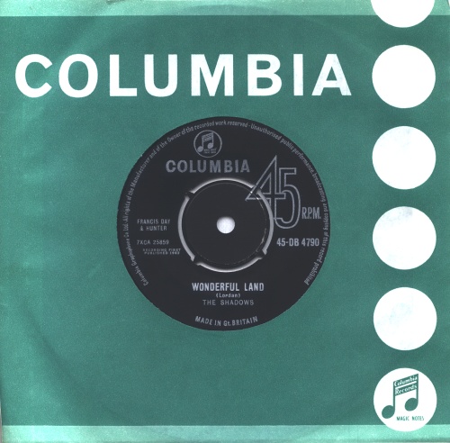 The Shadows Wonderful Land - 2nd 7" vinyl single (7 inch record / 45) UK SHD07WO570309