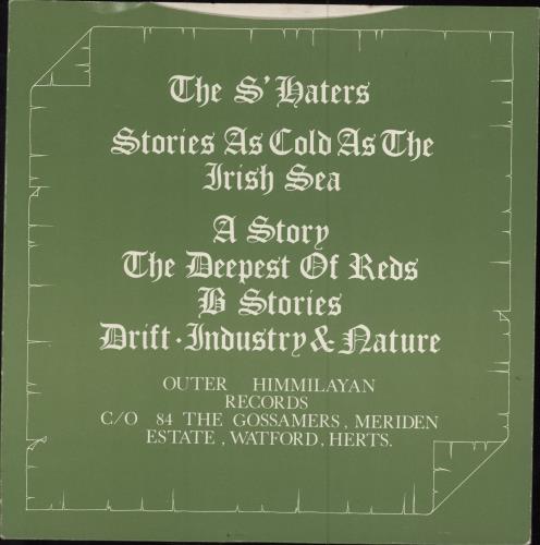 The S'Haters Stories As Cold As The Irish Sea 7" vinyl single (7 inch record / 45) UK ZWH07ST782975
