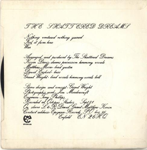 The Shattered Dreams Nothing Ventured Nothing Gained - P/S 7" vinyl single (7 inch record / 45) UK YUV07NO693237