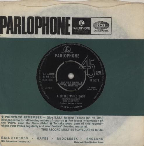 The Shindigs A Little While Back 7" vinyl single (7 inch record / 45) UK 1ZN07AL753143