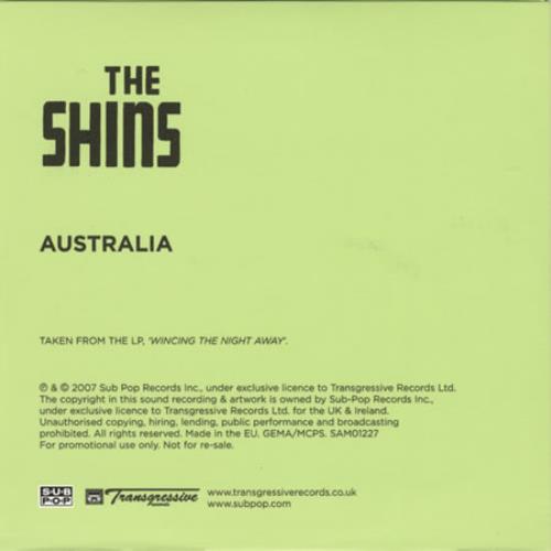 The Shins Australia CD single (CD5 / 5") UK TIHC5AU398105