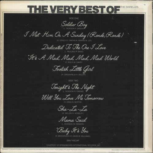 The Shirelles The Very Best Of vinyl LP album (LP record) US SRLLPTH609561