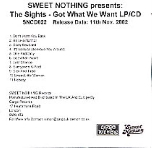 The Sights Got What We Want CD-R acetate UK HEICRGO268148