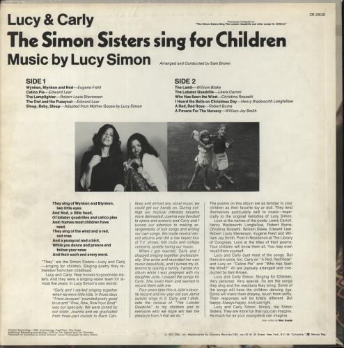 The Simon Sisters The Simon Sisters Sing For Children vinyl LP album (LP record) US 8SSLPTH630039