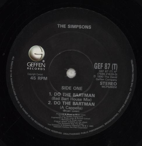 The Simpsons Do The Bartman 12" vinyl single (12 inch record / Maxi-single) UK TSI12DO117579