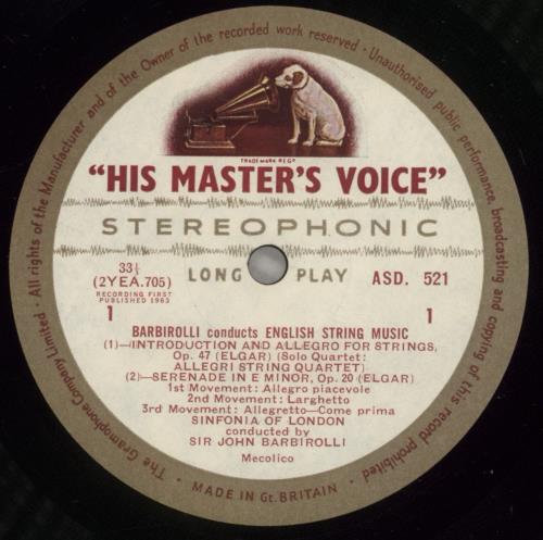 The Sinfonia Of London Barbirolli Conducts English String Music - 1st - EX vinyl LP album (LP record) UK V76LPBA880499