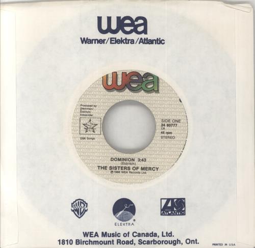 The Sisters Of Mercy Dominion 7" vinyl single (7 inch record / 45) Canadian SOM07DO857018