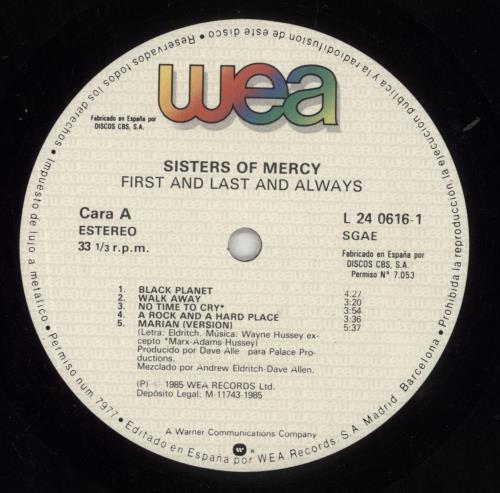 The Sisters Of Mercy First And Last And Always vinyl LP album (LP record) Spanish SOMLPFI856617