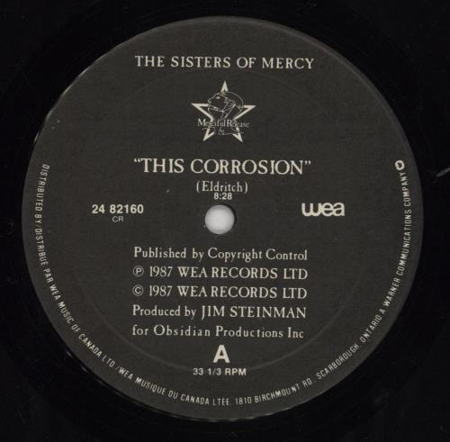 The Sisters Of Mercy This Corrosion 12" vinyl single (12 inch record / Maxi-single) Canadian SOM12TH97062