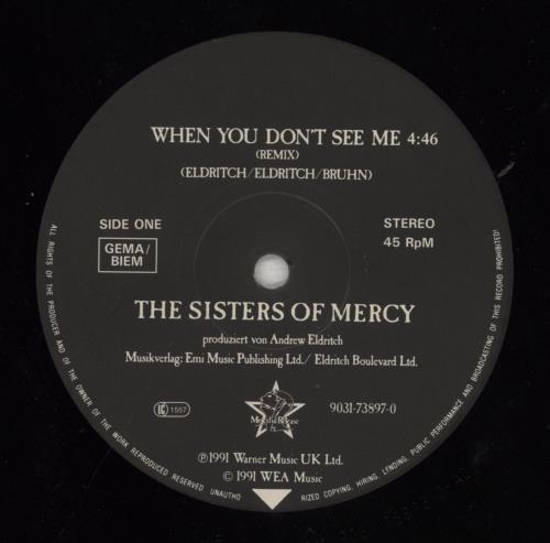 The Sisters Of Mercy When You Don't See Me + Patch 12" vinyl single (12 inch record / Maxi-single) German SOM12WH10698