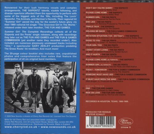 The Sixpentz Summer Girl: The Complete Recordings CD album (CDLP) UK 30FCDSU779093