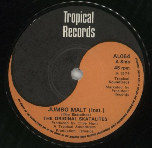 The Skatalites Jumbo Malt 7" vinyl single (7 inch record / 45) UK 4SK07JU885645