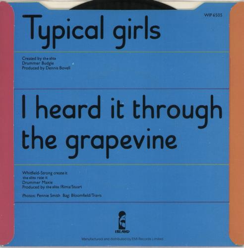 The Slits Typical Girls - P/S - Solid 7" vinyl single (7 inch record / 45) UK SLI07TY446658