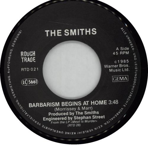 The Smiths Barbarism Begins At Home 7" vinyl single (7 inch record / 45) German SMI07BA675108