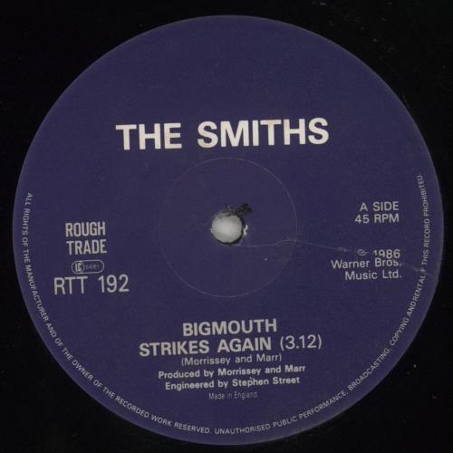 The Smiths Bigmouth Strikes Again - VG 12" vinyl single (12 inch record / Maxi-single) UK SMI12BI881205