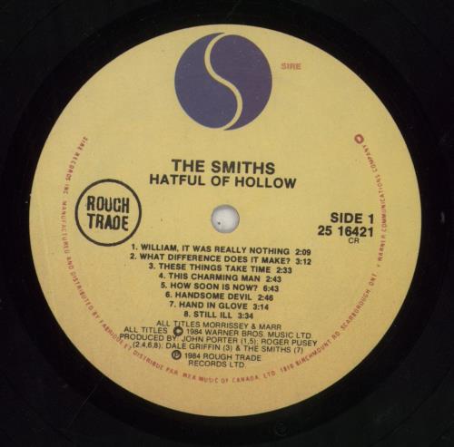 The Smiths Hatful Of Hollow - VG vinyl LP album (LP record) Canadian SMILPHA856066
