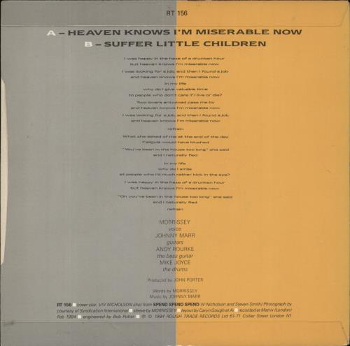 The Smiths Heaven Knows I'm Miserable Now - EX 7" vinyl single (7 inch record / 45) UK SMI07HE299920