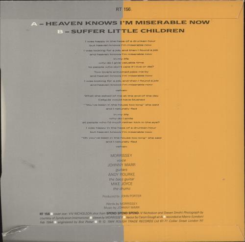 The Smiths Heaven Knows I'm Miserable Now 7" vinyl single (7 inch record / 45) UK SMI07HE10250