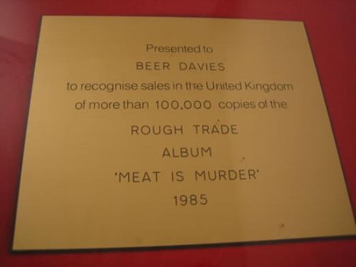 The Smiths Meat Is Murder award disc UK SMIAWME306753