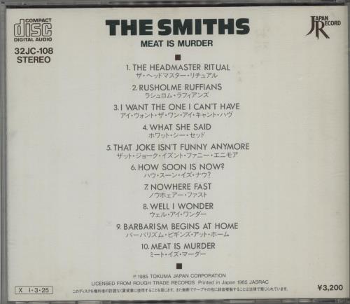 The Smiths Meat Is Murder CD album (CDLP) Japanese SMICDME671118