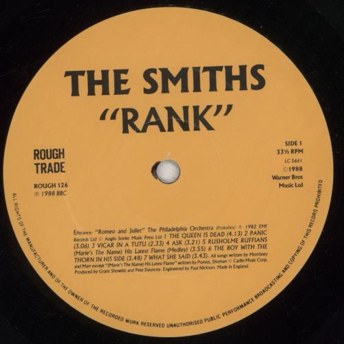 The Smiths Rank vinyl LP album (LP record) UK SMILPRA74965