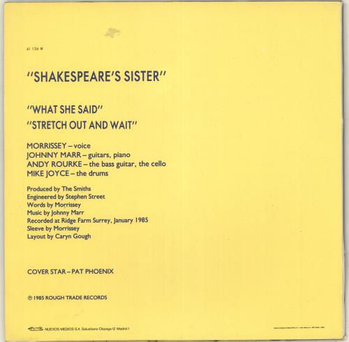 The Smiths Shakespeare's Sister 12" vinyl single (12 inch record / Maxi-single) Spanish SMI12SH718005