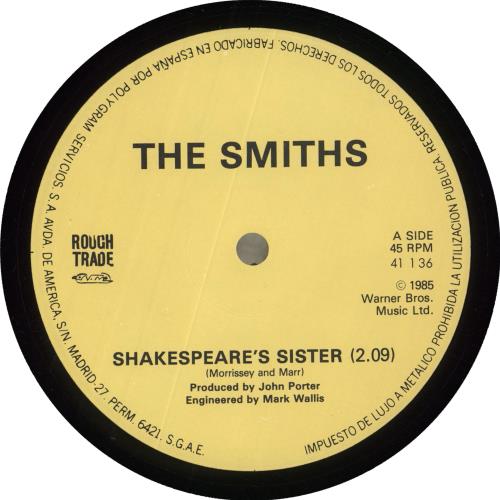 The Smiths Shakespeare's Sister 12" vinyl single (12 inch record / Maxi-single) Spanish SMI12SH718005