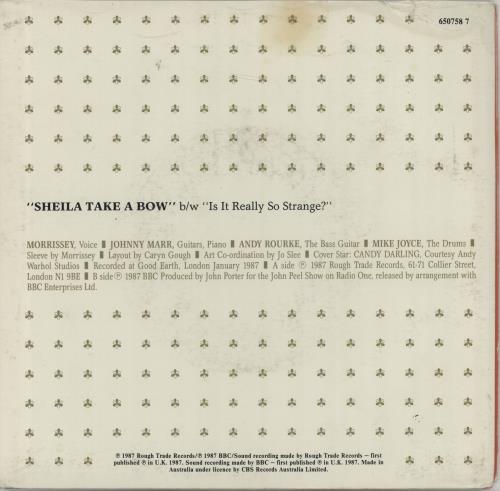The Smiths Sheila Take A Bow 7" vinyl single (7 inch record / 45) Australian SMI07SH224915