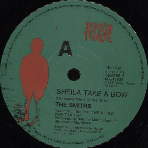 The Smiths Sheila Take A Bow 7" vinyl single (7 inch record / 45) Australian SMI07SH224915